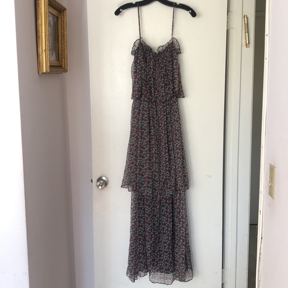 KITE & BUTTERFLY FLORAL 3 TIER FLOWY MAXI DRESS